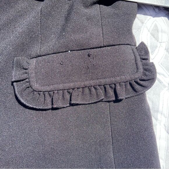 Sz 36 Small Silk Black Pink Cream Ruffle with Gold Pearl Button Blazer - Picture 3 of 10